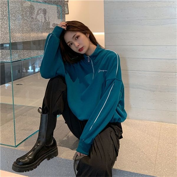 sweatshirt women loose korean style short harajuku hoodie autumn winter stand-up collar zipper long sleeve sports jacket 201203, Black
sweatshirt women loose korean style short harajuku hoodie autumn winter stand-up collar zipper long sleeve sports jacket 201203, Black