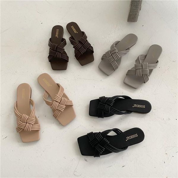 monmoira brand design weaving outdoor slippers women square open toe knotted sandals women elegant ladies slides shoes, Black
monmoira brand design weaving outdoor slippers women square open toe knotted sandals women elegant ladies slides shoes, Black