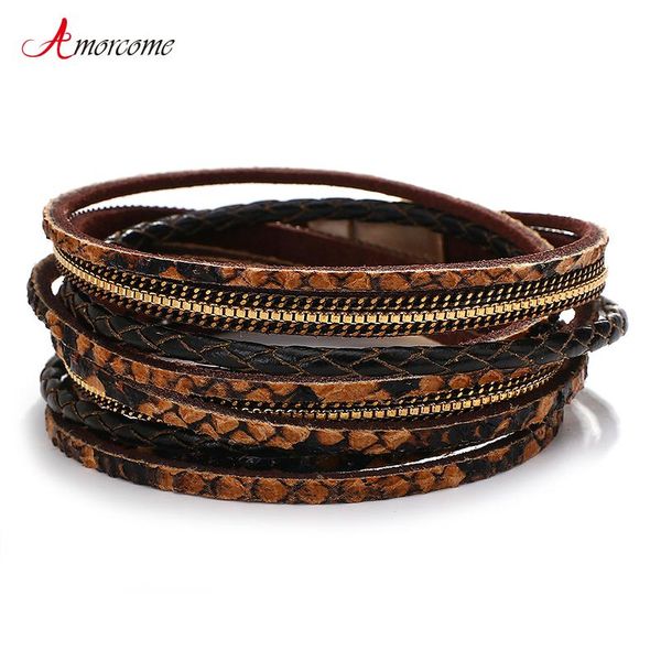 charm bracelets amorcome 2021 bohemian genuine snake skin pattern leather bracelet ladies multilayer long wrap female fashion jewelry, Golden;silver
charm bracelets amorcome 2021 bohemian genuine snake skin pattern leather bracelet ladies multilayer long wrap female fashion jewelry, Golden;silver