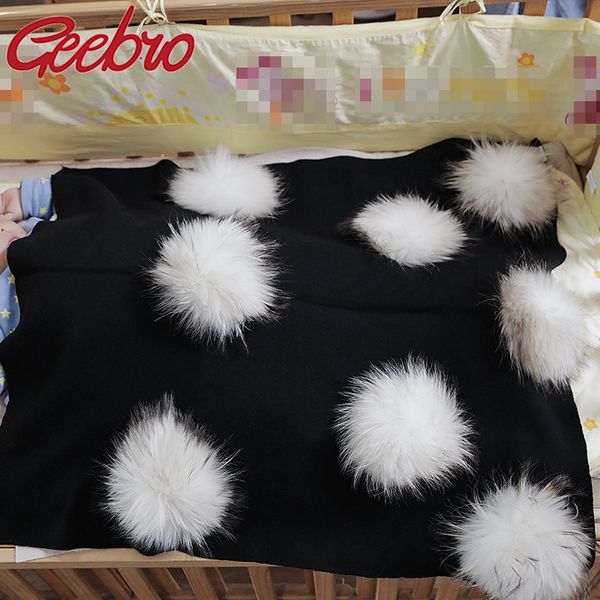 geebro newborn warm wool swaddling blanket travel sleeping blanket kids baby bedding swaddles with 8 real raccoon fur pompom y201007, Blue;gray
geebro newborn warm wool swaddling blanket travel sleeping blanket kids baby bedding swaddles with 8 real raccoon fur pompom y201007, Blue;gray
