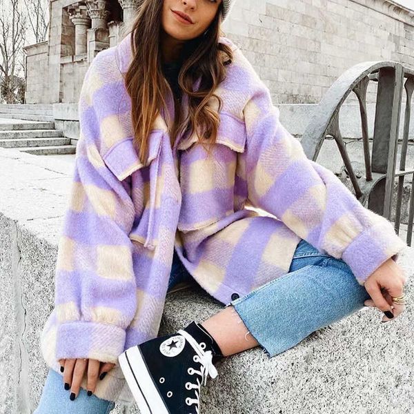 fashion women purple plaid woolen shirts elegant ladies oversize long shirt vintage female stylish thick blouses girls chic 201016, White
fashion women purple plaid woolen shirts elegant ladies oversize long shirt vintage female stylish thick blouses girls chic 201016, White