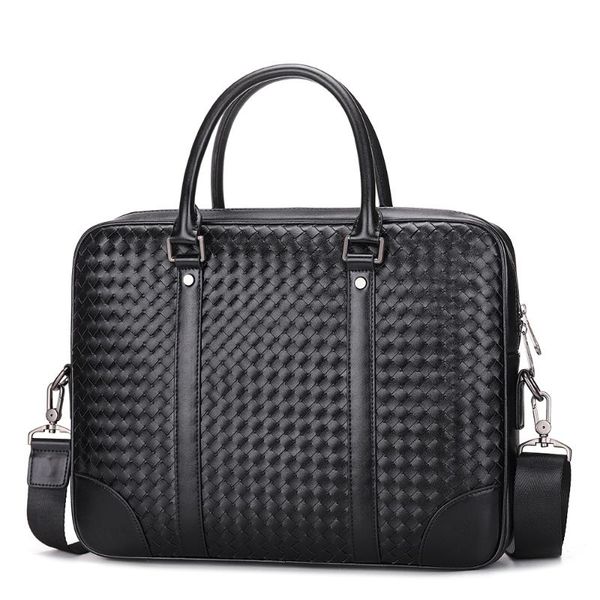 classic black weave men's briefcase large capacity lapbags man fashion business shoulder bags
classic black weave men's briefcase large capacity lapbags man fashion business shoulder bags
