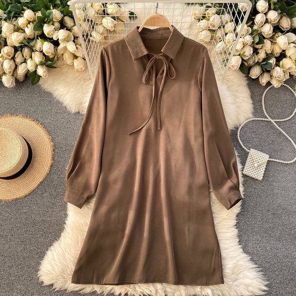 2021 new female singiny shirts elegant neck long solid office gown autumn loose streetwear dress r19m, Black;gray
2021 new female singiny shirts elegant neck long solid office gown autumn loose streetwear dress r19m, Black;gray