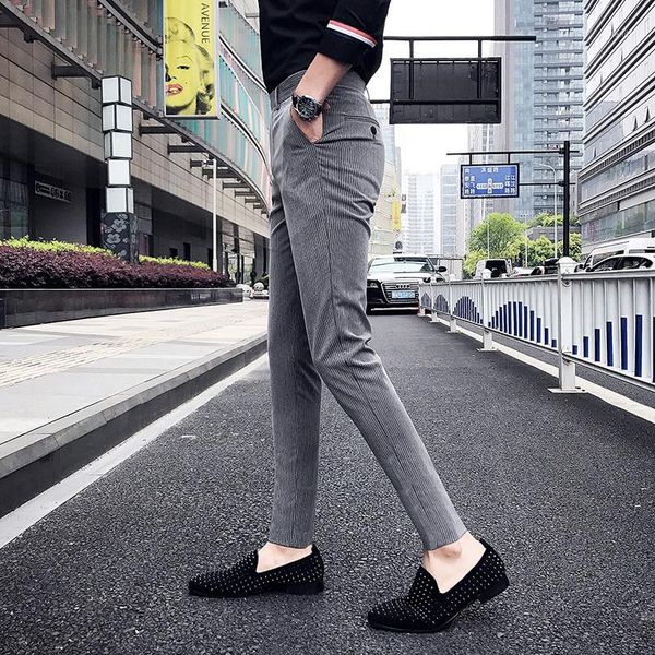 men's suits & blazers korean slim fit men dress pants fashion vertical stripes suit streetwear ankle length office trousers formal 36-2, White;black
men's suits & blazers korean slim fit men dress pants fashion vertical stripes suit streetwear ankle length office trousers formal 36-2, White;black