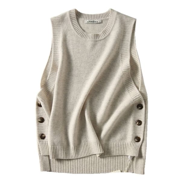 new women's round neck cashmere sweater wool wild vest solid color spring autumn style comfortable warm casual vest 201202, White;black
new women's round neck cashmere sweater wool wild vest solid color spring autumn style comfortable warm casual vest 201202, White;black