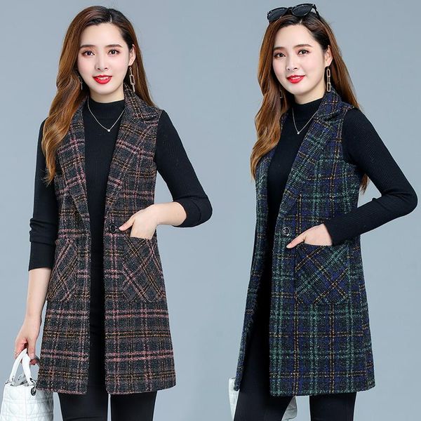 women's vests vest fashion plaid turn-down collar big pocket middle-aged mother autumn and winter slim long waistcoat, Black;white
women's vests vest fashion plaid turn-down collar big pocket middle-aged mother autumn and winter slim long waistcoat, Black;white