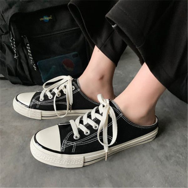 summer canvas half slippers men's version of the trend of a pedal lazy shoes breathable non-heel baotou men's shoes, Black
summer canvas half slippers men's version of the trend of a pedal lazy shoes breathable non-heel baotou men's shoes, Black