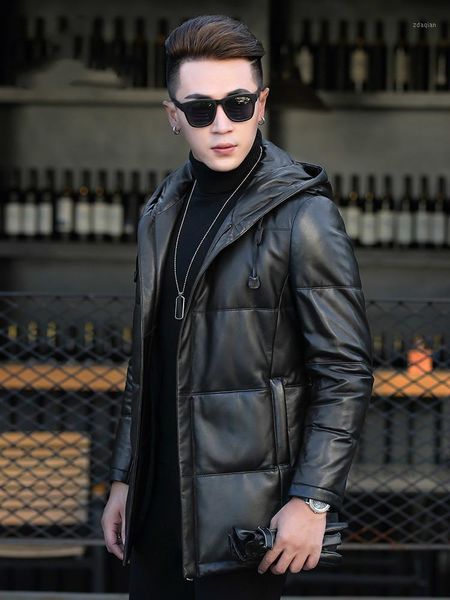 men's leather & faux winter sheepskin korean slim long coat genuine down jacket hooded men clothing p-1-752 kj12511, Black
men's leather & faux winter sheepskin korean slim long coat genuine down jacket hooded men clothing p-1-752 kj12511, Black