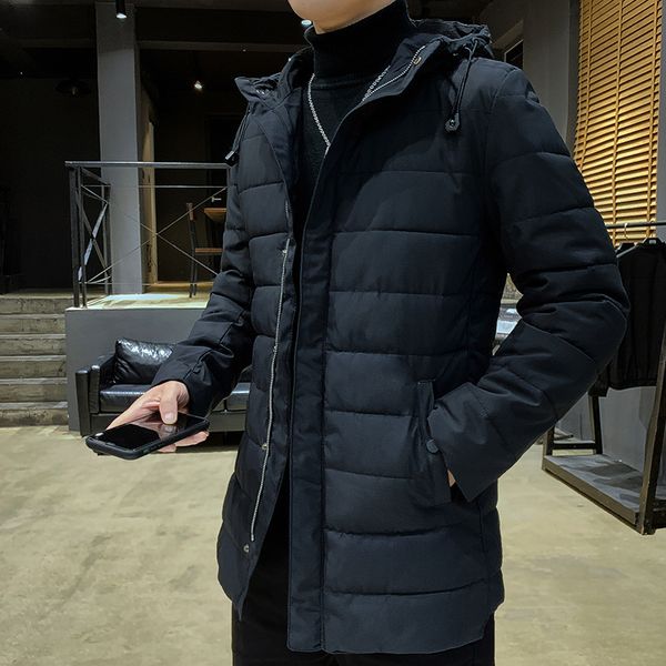 men's middle long hooded padded jaet winter korean fashion slim down cotton thiened warm youth coat, Black
men's middle long hooded padded jaet winter korean fashion slim down cotton thiened warm youth coat, Black