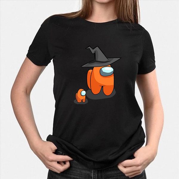 female t shirt harajuku kawaii new game among us print funny t shirts women summer black casual impostor tshirt clothes, White