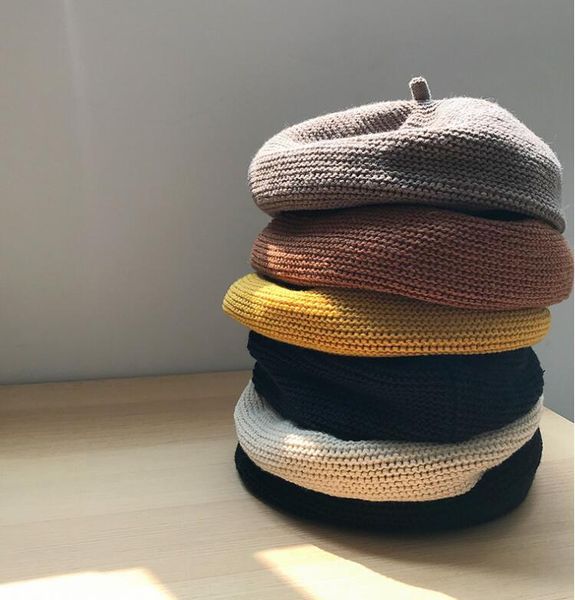 autumn new beret female knitted hat women 201026, Blue;gray