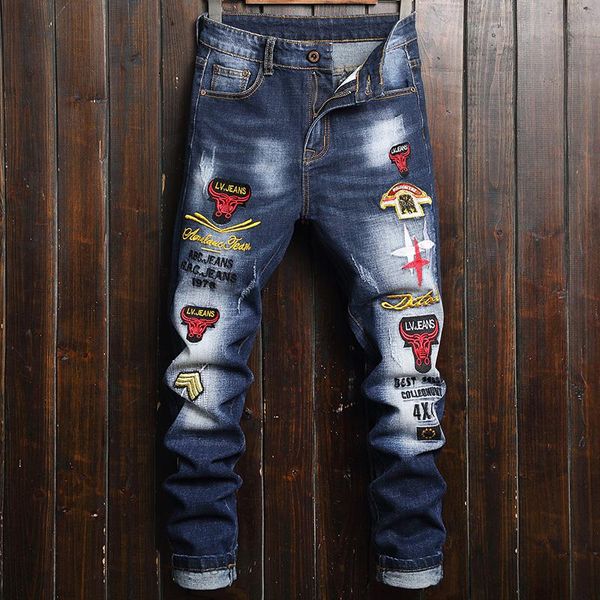 skinny vaqueros hombre elastic embroidery bull casual jeans men's letters embroidery blue jeans fahion badge stretch denim pants
skinny vaqueros hombre elastic embroidery bull casual jeans men's letters embroidery blue jeans fahion badge stretch denim pants