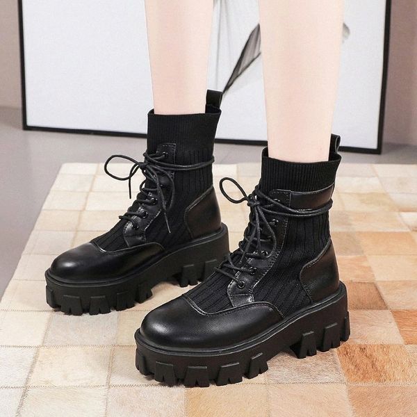 lucyever elastic knitting chunky platform boots women casual lace up pu leather ankle boots woman non slip short botas mujer #ge0d, Black
lucyever elastic knitting chunky platform boots women casual lace up pu leather ankle boots woman non slip short botas mujer #ge0d, Black