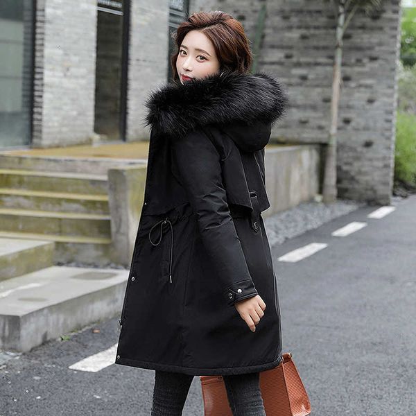 korean style women's winter long coat hooded slim wool liner female jacket with fur collar plus size solid thick woman parkas 201014, Black
korean style women's winter long coat hooded slim wool liner female jacket with fur collar plus size solid thick woman parkas 201014, Black