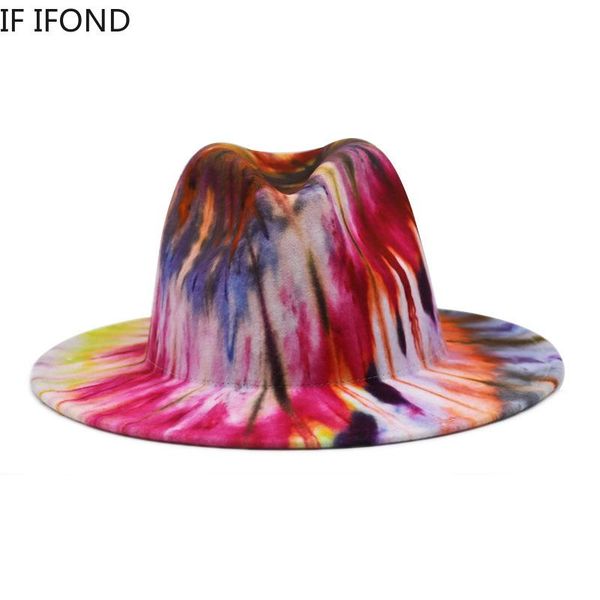 wide brim hats fashion spring tie-dye printing felt jazz fedora for men women 2021 british style party formal dress hat, Blue;gray
wide brim hats fashion spring tie-dye printing felt jazz fedora for men women 2021 british style party formal dress hat, Blue;gray