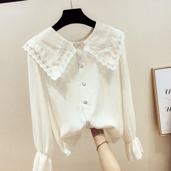 2021 autumn spring fashion women vintage blouse clothes streetwear and lace chiffon patchwork flare ruffles long sleeve h201, White
2021 autumn spring fashion women vintage blouse clothes streetwear and lace chiffon patchwork flare ruffles long sleeve h201, White