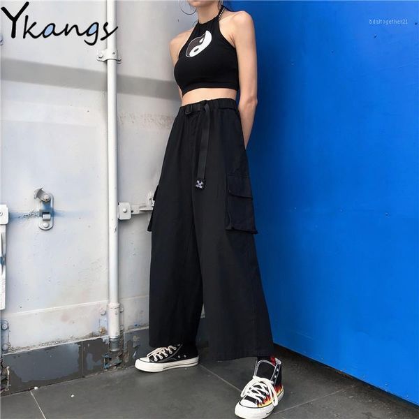 women's pants & capris korean black cargo joggers women elastic high waist harajuku streetwear casual baggy wide leg trousers female1, Black;white
women's pants & capris korean black cargo joggers women elastic high waist harajuku streetwear casual baggy wide leg trousers female1, Black;white