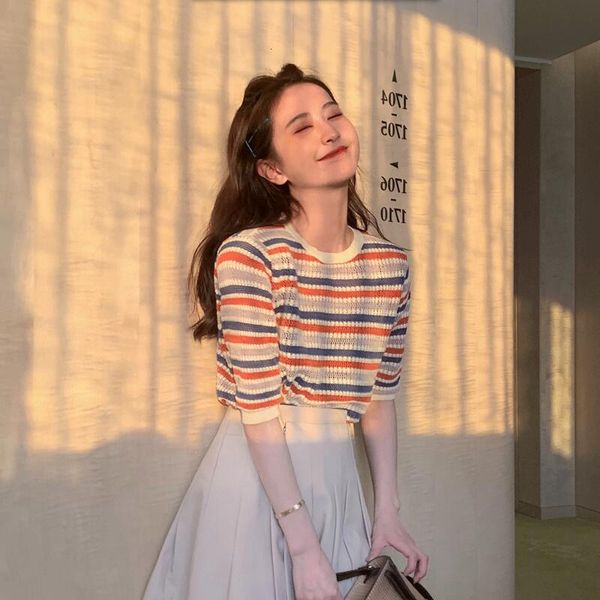 summer new net red rainbow knitted bottoming shirt korean short female students half sleeve thin t-shirt
summer new net red rainbow knitted bottoming shirt korean short female students half sleeve thin t-shirt
