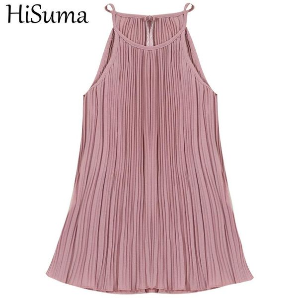 hisuma women summer o-neck sleeveless halter pleated basic shirt elegant lady striped elastic slim chiffon pullover blouse, White
hisuma women summer o-neck sleeveless halter pleated basic shirt elegant lady striped elastic slim chiffon pullover blouse, White