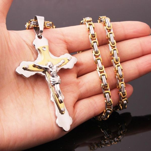 selling jesus cross pendant necklace byzantine chain solid stainless steel christian men and women jewelry accessories, Silver
selling jesus cross pendant necklace byzantine chain solid stainless steel christian men and women jewelry accessories, Silver