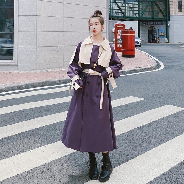 windbreaker female korean popular double-breasted 2020 spring autumn british loose casual over knee long trench women coat a581, Tan;black
windbreaker female korean popular double-breasted 2020 spring autumn british loose casual over knee long trench women coat a581, Tan;black