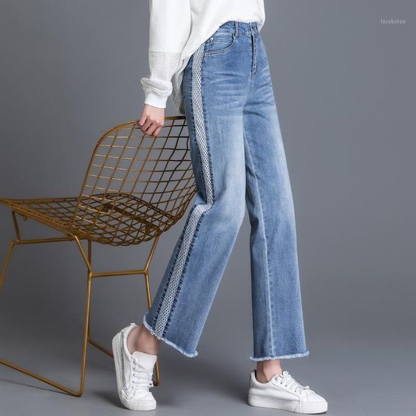 women's jeans 2021 high waist fashion mesh show thin wide leg nine point large straight women's 68031, Blue
women's jeans 2021 high waist fashion mesh show thin wide leg nine point large straight women's 68031, Blue