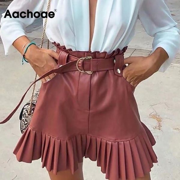 aachoae solid pu faux leather mini skirt women chic ruffles pleated skirt with belt 2020 fashion a line ladies high waist skirts1, Black
aachoae solid pu faux leather mini skirt women chic ruffles pleated skirt with belt 2020 fashion a line ladies high waist skirts1, Black