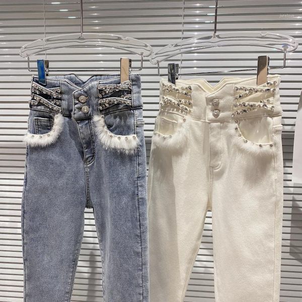 2020 winter new hairy rhinestone waist nail beads plush slim pencil jeans female1, Blue
2020 winter new hairy rhinestone waist nail beads plush slim pencil jeans female1, Blue