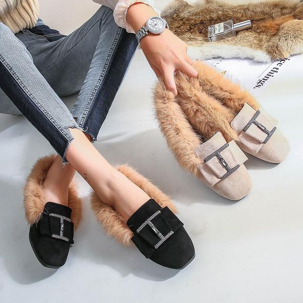 flock snow boots women crystal metal decorate ankle bottes winter slip on flanging women shoes square toe fur short botas size43, Black 
flock snow boots women crystal metal decorate ankle bottes winter slip on flanging women shoes square toe fur short botas size43, Black