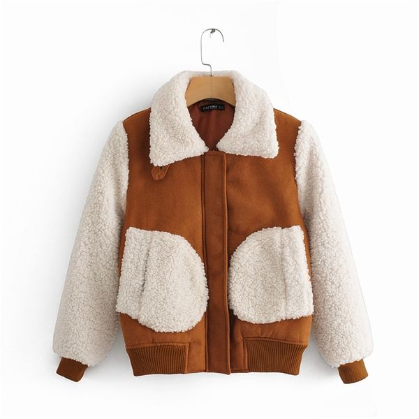 new autumn winter women spliced fleece + suede faux leather patchwork coats lady thick warm flocking jackets streetwear t200212, Black;brown
new autumn winter women spliced fleece + suede faux leather patchwork coats lady thick warm flocking jackets streetwear t200212, Black;brown