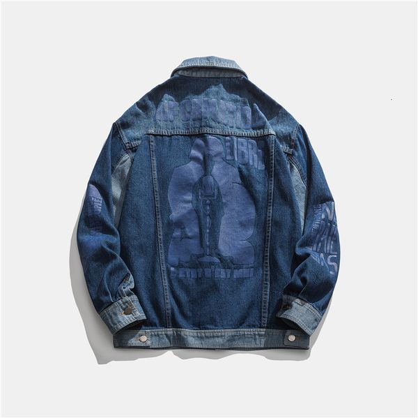 wesley studio 2021 spring new letter print color matching loose lapel denim jacket for men, Black;brown
wesley studio 2021 spring new letter print color matching loose lapel denim jacket for men, Black;brown