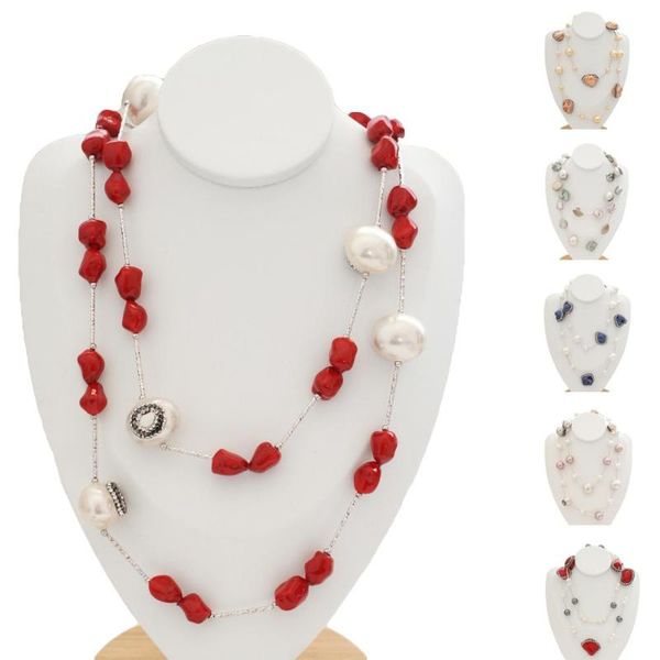 10 style classic baroque shell pearl necklace bohemian cz crystal pendant statement party evening gift for women fashion jewelry, Silver
10 style classic baroque shell pearl necklace bohemian cz crystal pendant statement party evening gift for women fashion jewelry, Silver