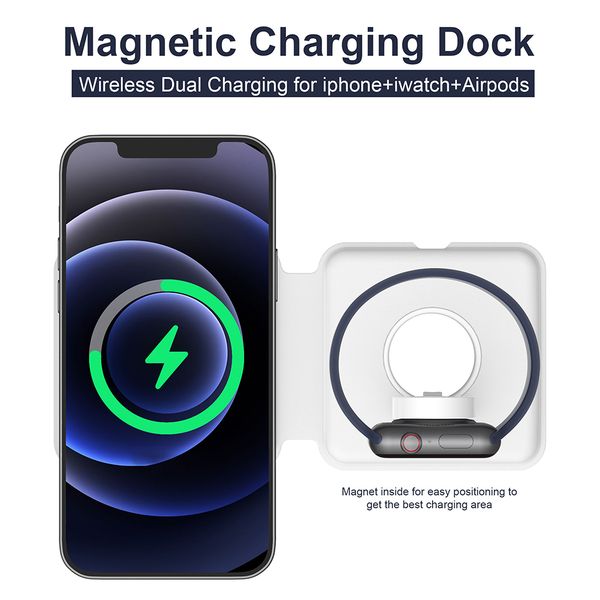 Foldable Magnetic Wireless Charger For Phone 12 2in1 Magnet Duo Charger For Watch Phone 12 Pro 15W Fast Charging Recharger
Foldable Magnetic Wireless Charger For Phone 12 2in1 Magnet Duo Charger For Watch Phone 12 Pro 15W Fast Charging Recharger