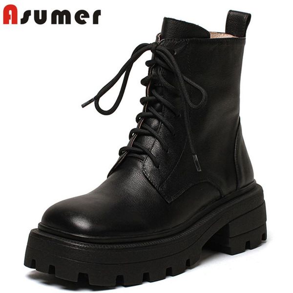 asumer 2020 square toe genuine leather casual shoes women ankle boots thick bottom fashion vintage boots woman black
asumer 2020 square toe genuine leather casual shoes women ankle boots thick bottom fashion vintage boots woman black