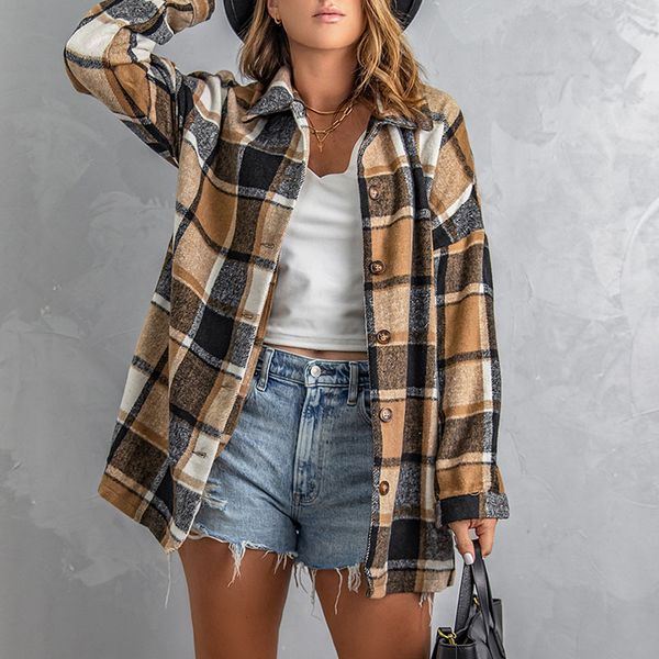 shiying plaid shirt women's long-sleeved lapel buttoned amazon autumn and winter blouses new plaid outside set of women, White
shiying plaid shirt women's long-sleeved lapel buttoned amazon autumn and winter blouses new plaid outside set of women, White