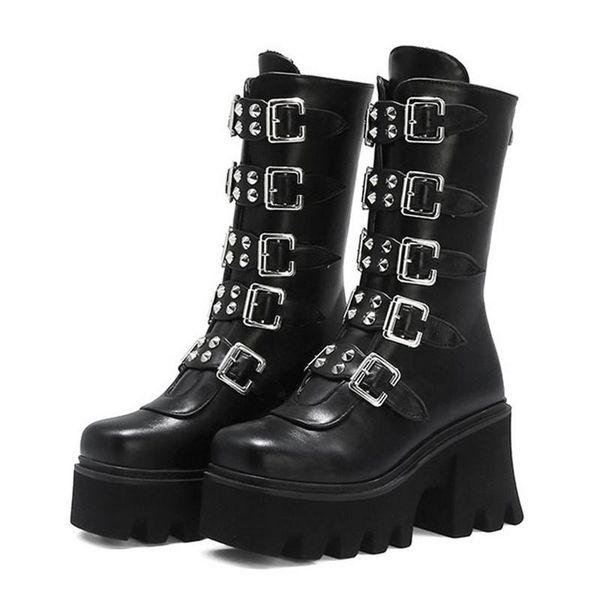 litthing new winter gothic punk womens platform black boots buckle strap zipper wedges shoes mid calf combat boots
litthing new winter gothic punk womens platform black boots buckle strap zipper wedges shoes mid calf combat boots