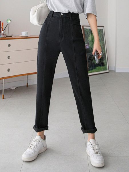 dazy high waist solid tapered jeans g5py#, Blue
dazy high waist solid tapered jeans g5py#, Blue