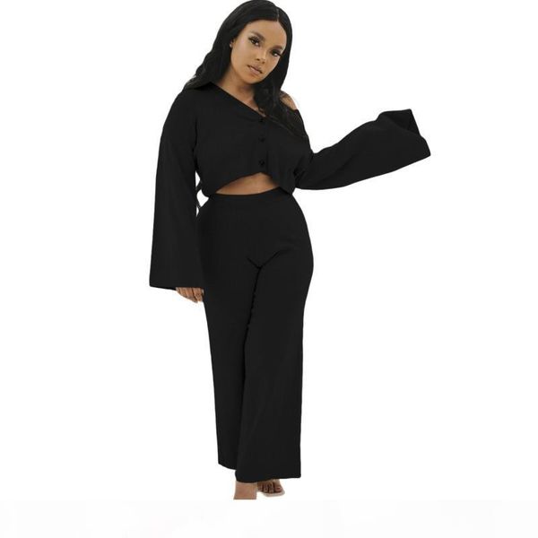 women designers clothes 2020 fashion two piece leisure wide leg pants loose sleeve set high waist design suit, White
women designers clothes 2020 fashion two piece leisure wide leg pants loose sleeve set high waist design suit, White