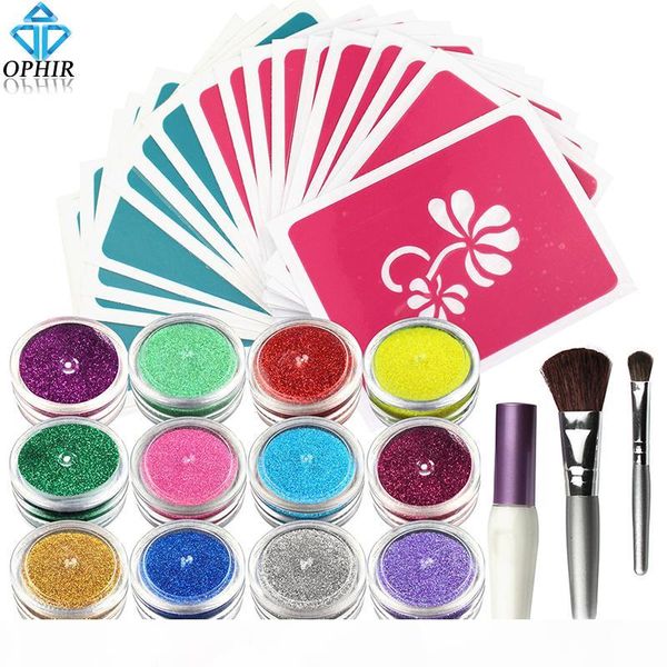 ophir 12x shimmer powder temporary glitter tattoo set for body art paint with body glue 20 designs stencil & 2x brushes_ta060
ophir 12x shimmer powder temporary glitter tattoo set for body art paint with body glue 20 designs stencil & 2x brushes_ta060