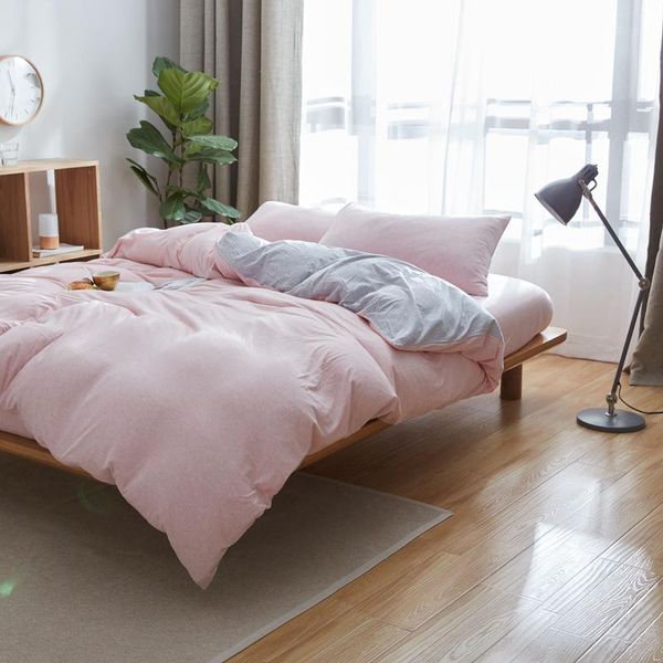 100% cotton double side reversible pink and blue striped duvet cover set 4pcs quality jersey knit bedding set king
100% cotton double side reversible pink and blue striped duvet cover set 4pcs quality jersey knit bedding set king
