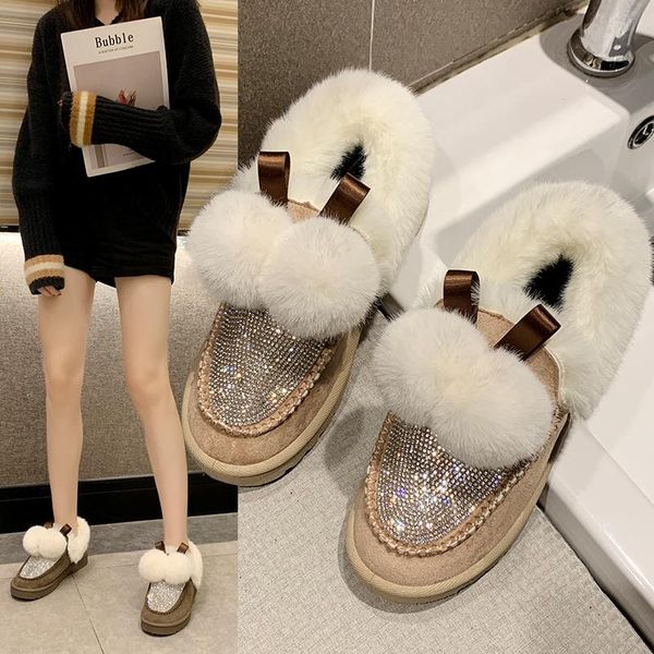 plus velvet warm snow boots female 2020 new rhinestone hair ball female tide soft bottom comfortable cotton boots, Black
plus velvet warm snow boots female 2020 new rhinestone hair ball female tide soft bottom comfortable cotton boots, Black