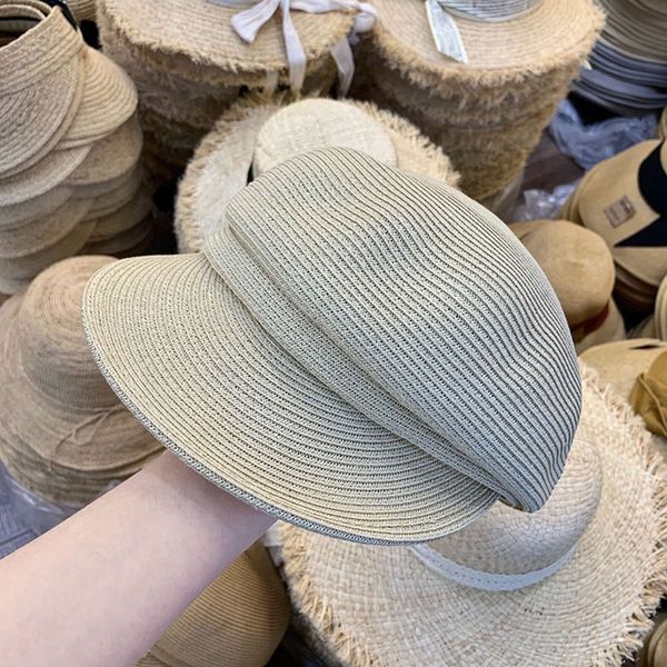 korean thin spring new and summer temperament pure color straw women's simple sun shading decorative hat, Blue;gray
korean thin spring new and summer temperament pure color straw women's simple sun shading decorative hat, Blue;gray