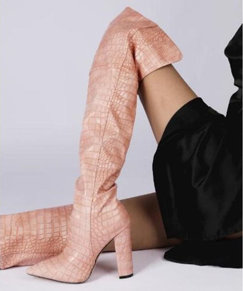 boots stylish snakeskin printed leather chunky heel pointed toe long zipper tall dress shoes big size 42, Black
boots stylish snakeskin printed leather chunky heel pointed toe long zipper tall dress shoes big size 42, Black