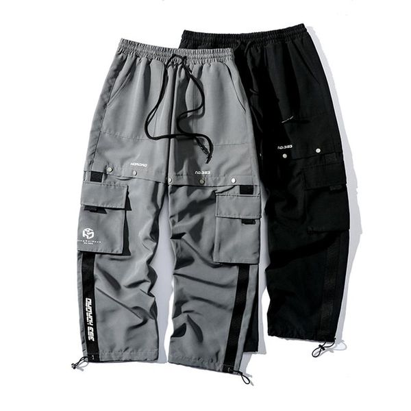 cargo pants men autumn high street pockets overalls draw string function loose hiphop straight leisure trousers, Black
cargo pants men autumn high street pockets overalls draw string function loose hiphop straight leisure trousers, Black
