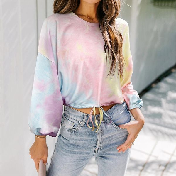 basic hoodies women long sleeve hoodie streetwear tie dye color sweatshirt hip pop loose short shirt pullover clothes, Black 
basic hoodies women long sleeve hoodie streetwear tie dye color sweatshirt hip pop loose short shirt pullover clothes, Black