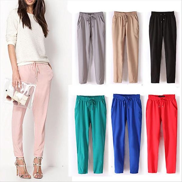 arrival new women fashion casual chffion pants solid color elastic waist full length trousers drop shipping, Black;white
arrival new women fashion casual chffion pants solid color elastic waist full length trousers drop shipping, Black;white