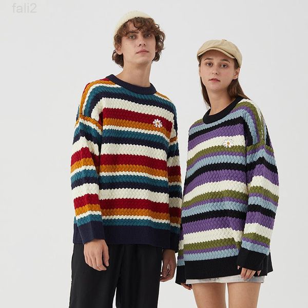 rainbow men's sweaters stripes loose couple sweater korean autumn casual simple round neck pullover men women embroidered 2021, White;black
rainbow men's sweaters stripes loose couple sweater korean autumn casual simple round neck pullover men women embroidered 2021, White;black