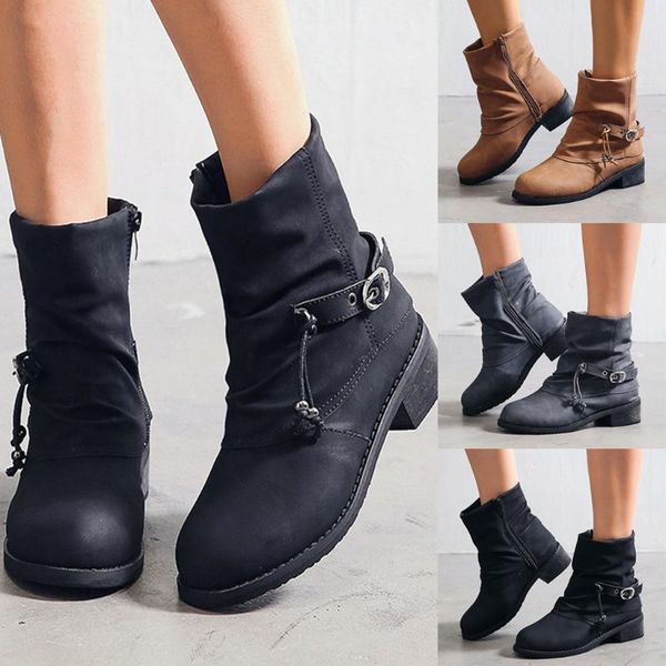 ladies party nubuck motorcycle boots pure color round toe zipper square heels vintage women boots warm lady shoes, Black
ladies party nubuck motorcycle boots pure color round toe zipper square heels vintage women boots warm lady shoes, Black
