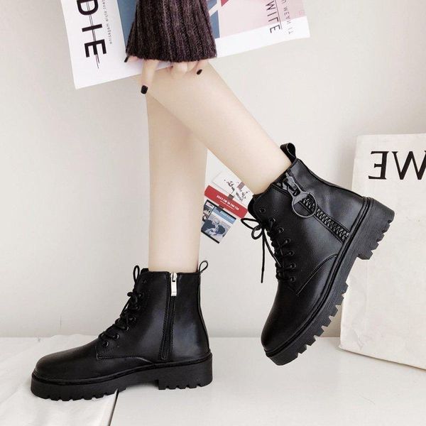 black solid leather ankle boots for women shoes woman new autumn winter boots female lace up zipper platform motorcycle
black solid leather ankle boots for women shoes woman new autumn winter boots female lace up zipper platform motorcycle