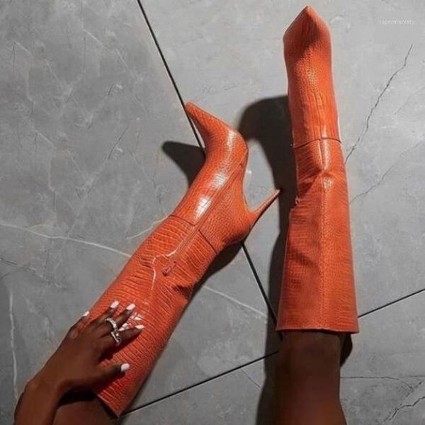 crocodile leather knee high boots pointed toe stiletto heel tight high boots runway heel dress shoes orange red pink1, Black
crocodile leather knee high boots pointed toe stiletto heel tight high boots runway heel dress shoes orange red pink1, Black
